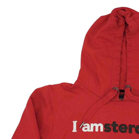 I Amsterdam Hoodie Mens Medium Red Pullover Sweatshirt Travel Graphic Tourist - Picture 2 of 12